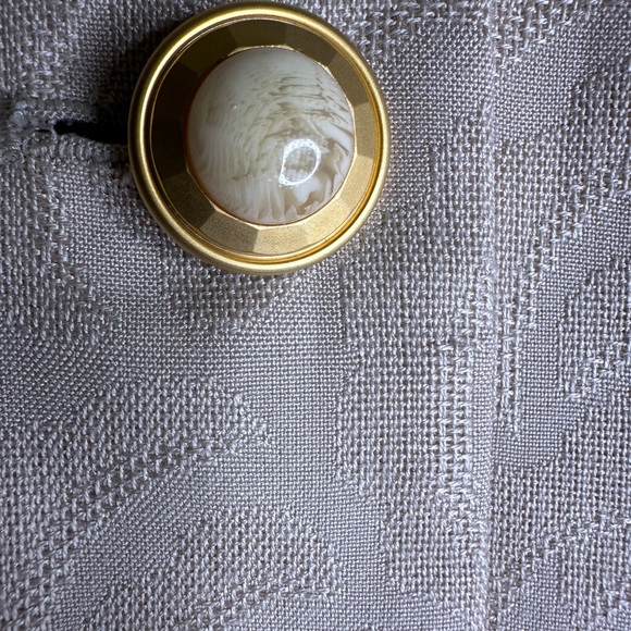 VTG Y2k Kasper ASL Skirt Suit 8 Ivory Brocade button Lined Career Classic Pocket - Picture 4 of 16